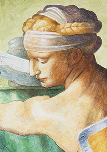 「リビアの巫女（ミケランジェロ模写）」フレスコ画